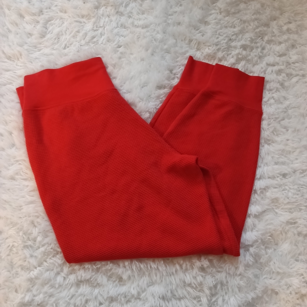 Women's High-Waist Knit Jogger Pants - Coral Red - Picture 3 of 3